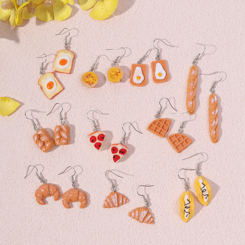 Personalized All-match Cake Egg Tart Small Van Earrings Simulation Ornament