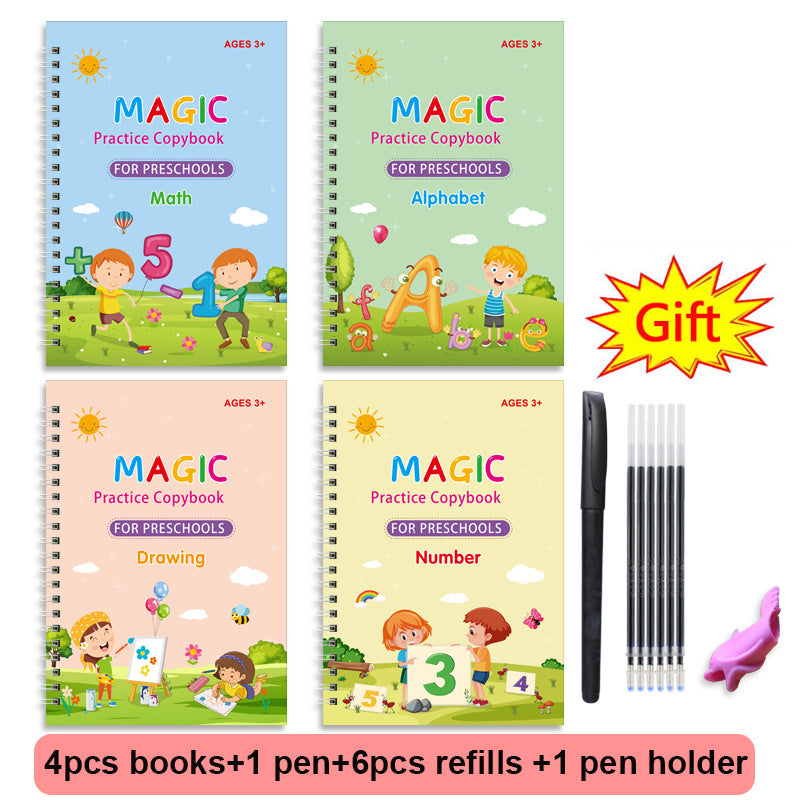 Cahier de pratique avec stylo dur et rainure pour enfants d'âge préscolaire, cahier de pratique en anglais, offre spéciale