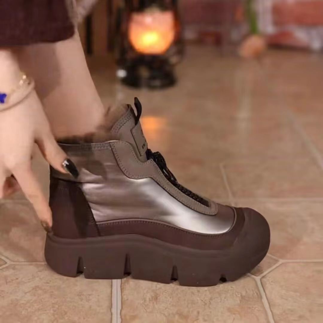 Bottes courtes isolantes en peluche et épaisses