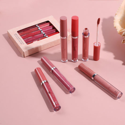 Laca de labios 6 piezas mate sin manchas en la taza lápiz labial líquido mate brillo de labios