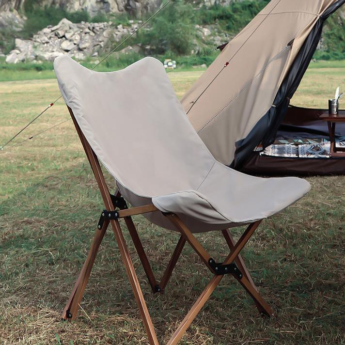 Chaise de Camping pliante en bois, tuyau en aluminium, Grain de bois, loisirs portables
