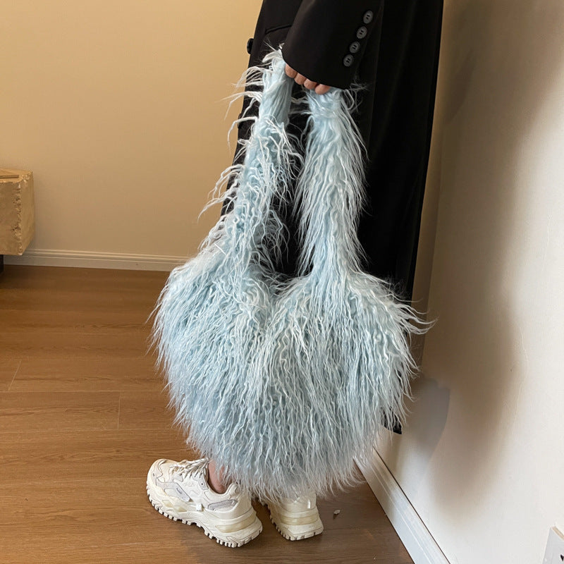 Sacs à bandoulière en peluche sous les aisselles d'hiver, grande capacité, sac cœur personnalisé, sacs à main de luxe pour femmes, haute qualité, cadeau de saint valentin