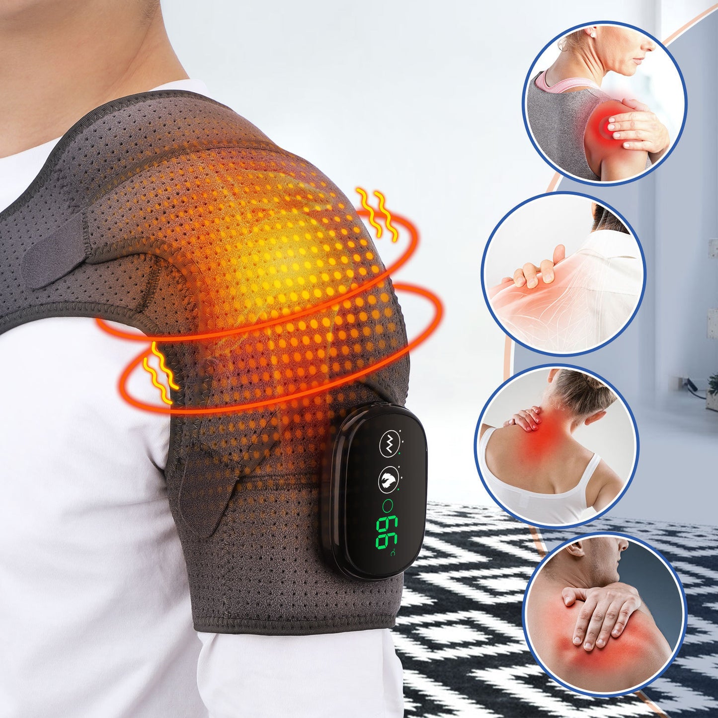 Hombrera con calefacción eléctrica conveniente recargable por USB