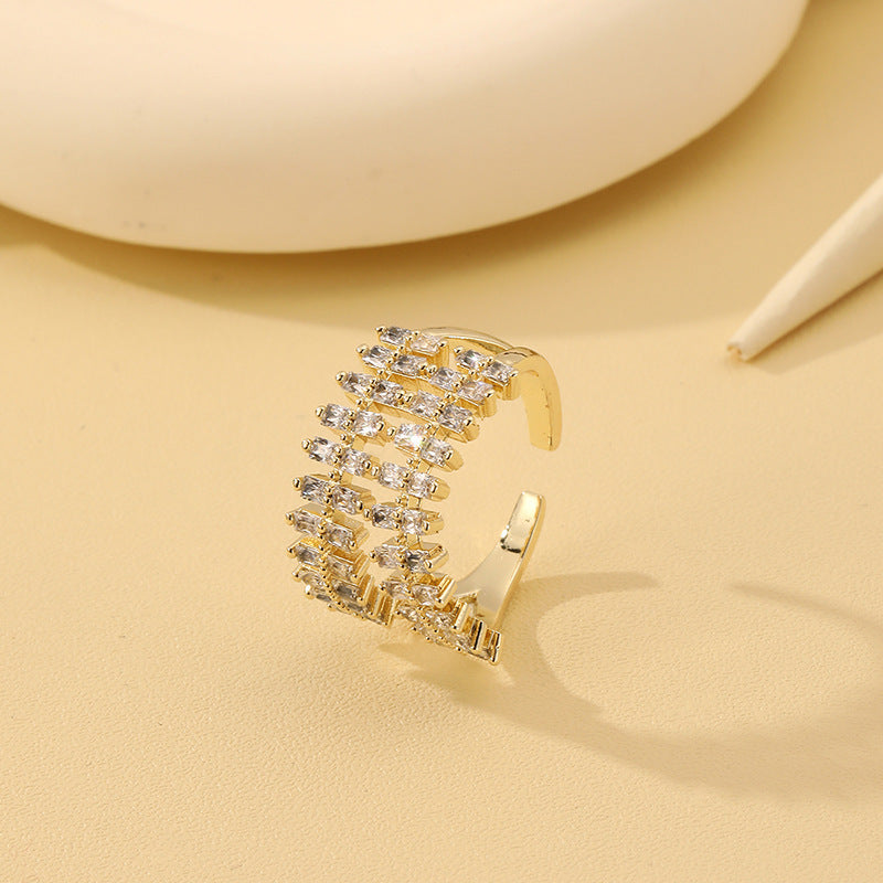 South Korea Light Luxury High Sense Elegant Zircon Ring Line Ins Style