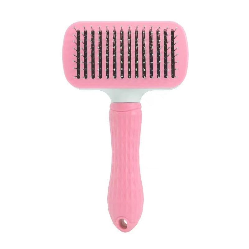 Peigne autonettoyant pour chat, en acier inoxydable, pour chien, brosse à cheveux, une clé pour enlever l'artefact flottant