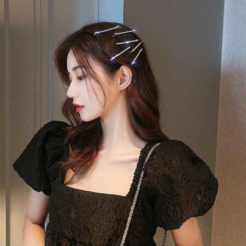 Pince à cheveux en strass en forme de barre