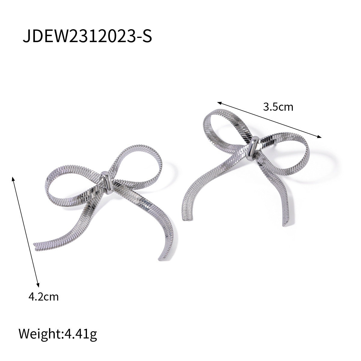 European And American Ins Style Graceful Personality 18K Gold Stainless Steel Chain Like Flat Snake Bow Earrings