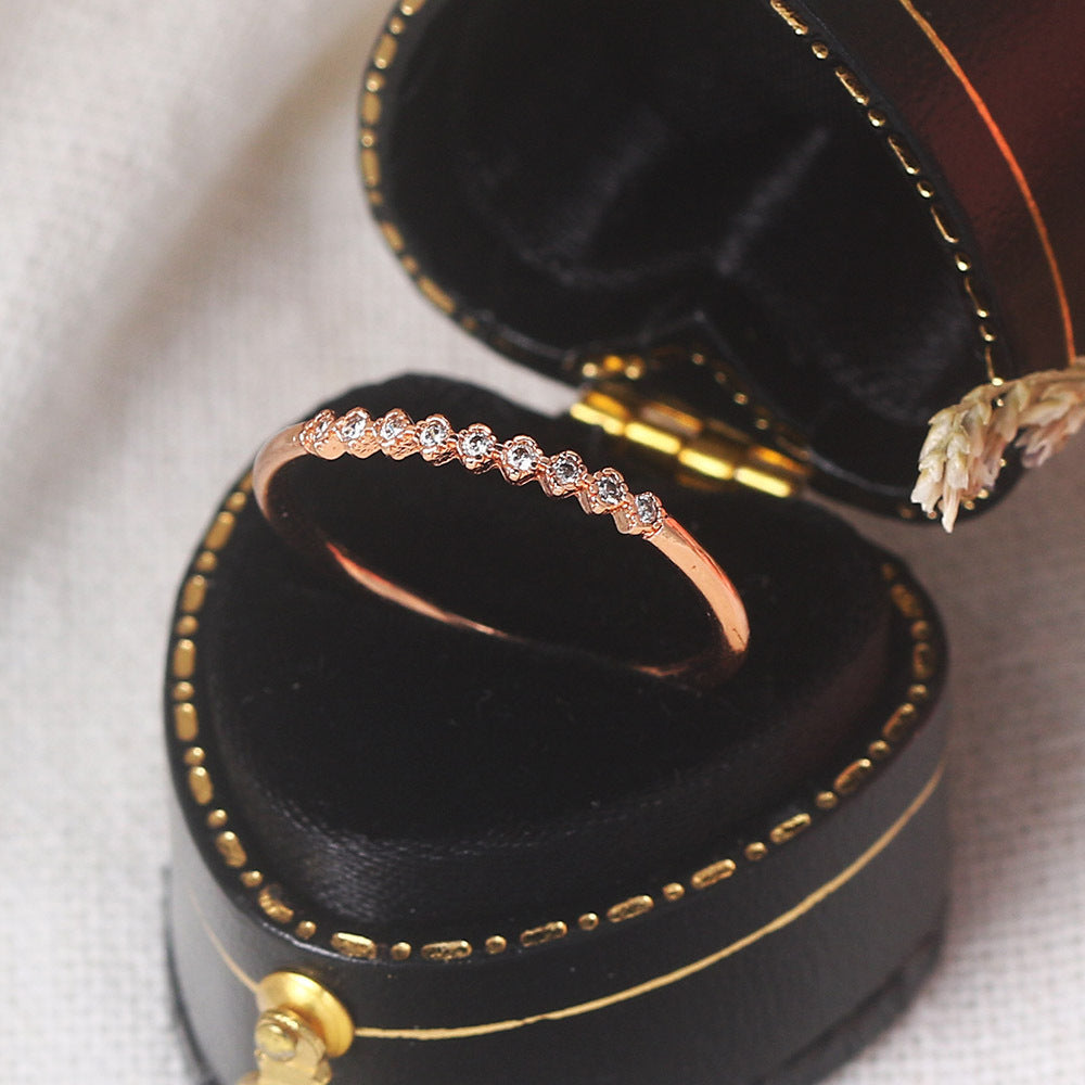 Bague fine pour femme, plaquée or, diamant dans les débris, micro-incrusté, Simple