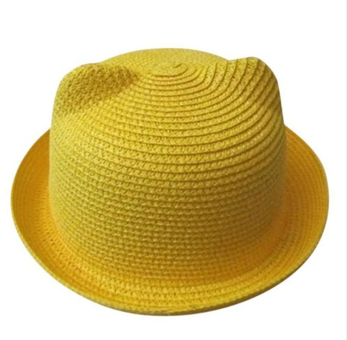 Chapeau d'été coréen oreilles de chat mignon, chapeau de paille, chapeau de soleil