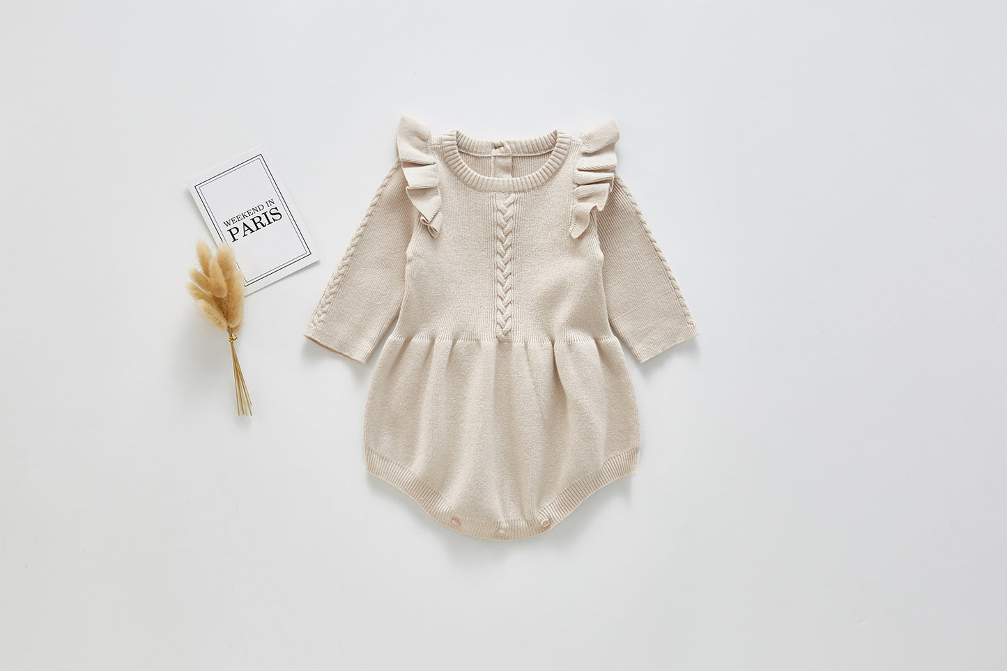 Vêtements une pièce tricotés pour bébé, petites manches volantes