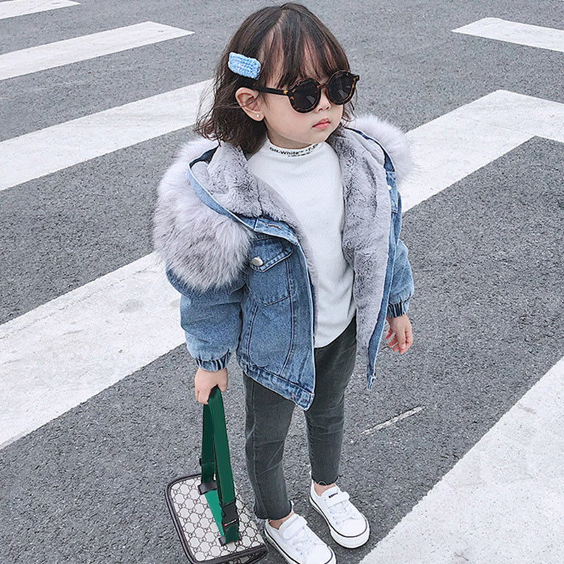Veste en jean hiver plus filles