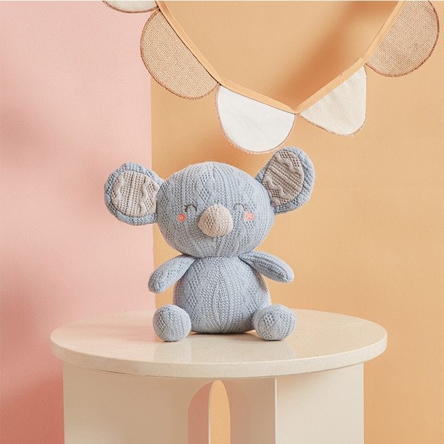 Jouets pour bébé en laine tricotée pour apaiser la poupée lapin, koala, cochon, éléphant 