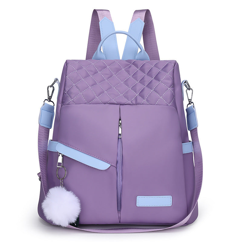 Sac à bandoulière en tissu Oxford décontracté pour femmes, sac à dos étanche de grande capacité de couleur contrastée