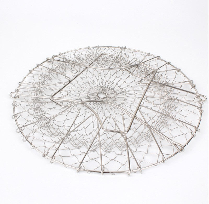 Panier à frire en acier inoxydable multifonction pliable, panier de cuisine de chef, outil de cuisine flexible pour le lavage des aliments frits, fruits et légumes