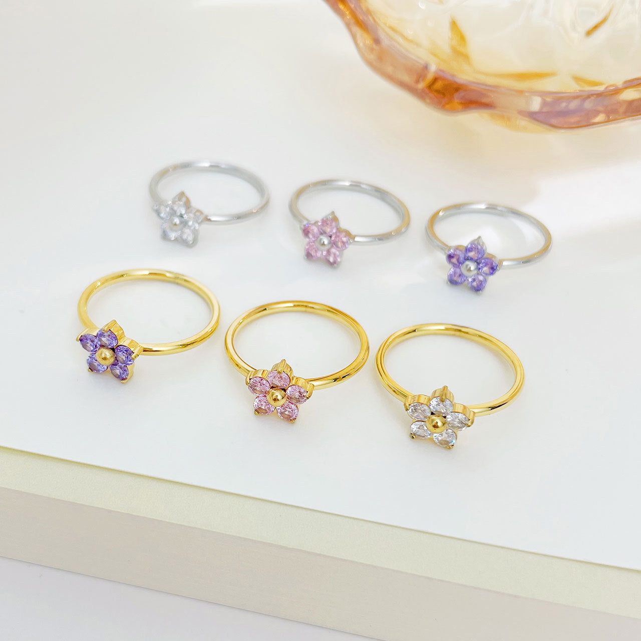 Bague Artsy de personnalité de style froid de fleur simple
