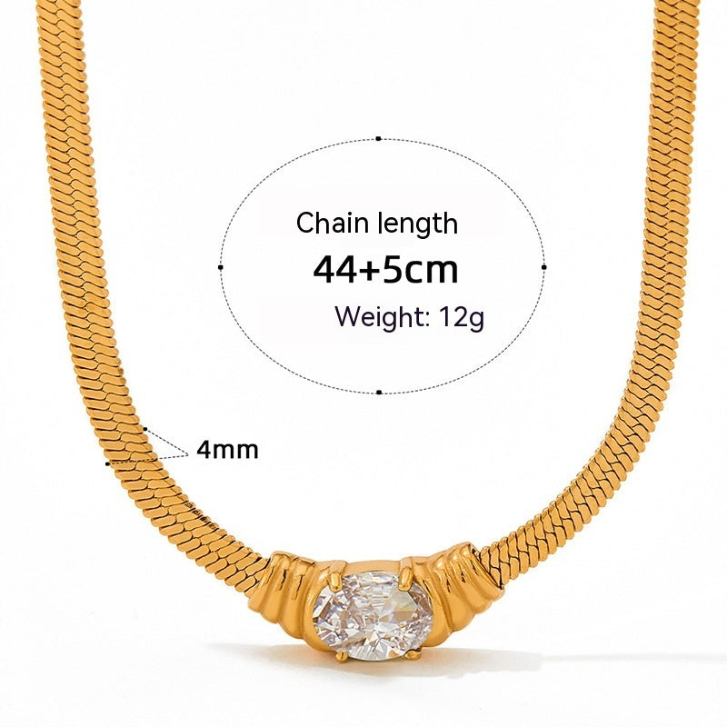 Collier d'ornement en acier inoxydable avec pendentif en pierre de verre pour femmes