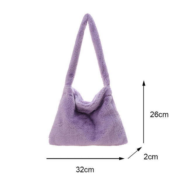 Sac à main portable en peluche pour femme