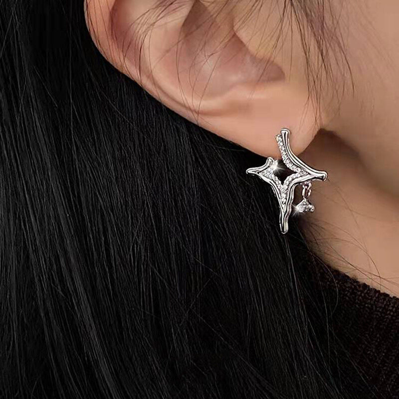Four Eight-pointed Stars Stud Earrings For Women