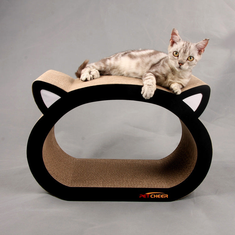 tablero rascador para gatos con cabeza de gato