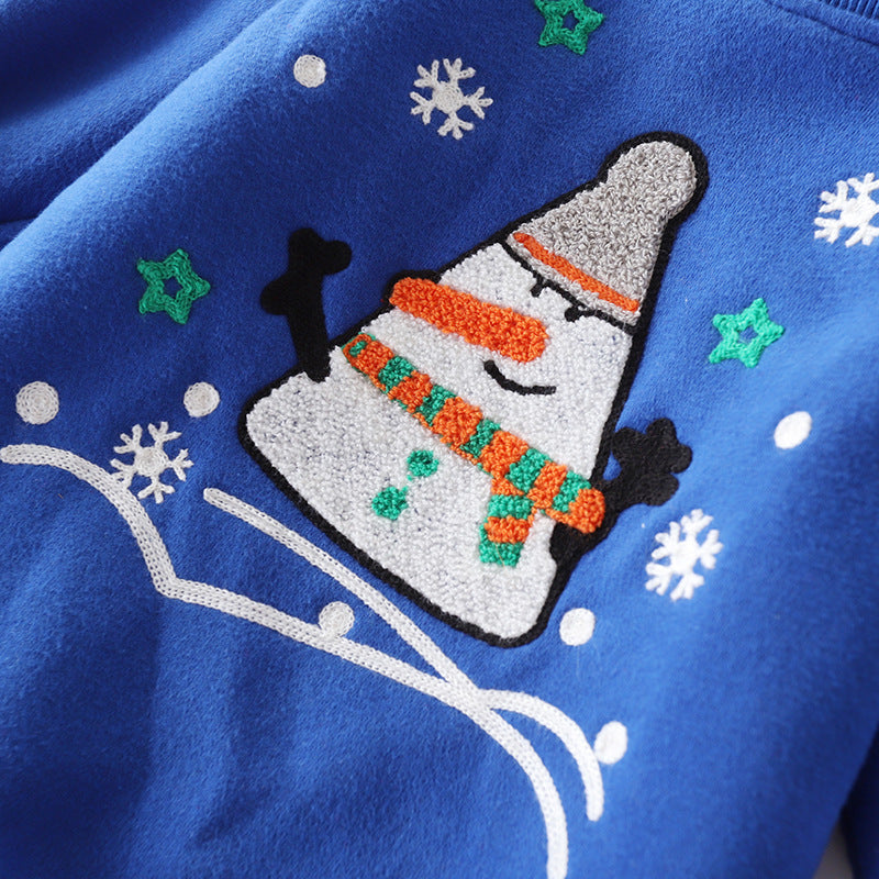 Bonhomme de neige de Noël et pull bébé rembourré en velours