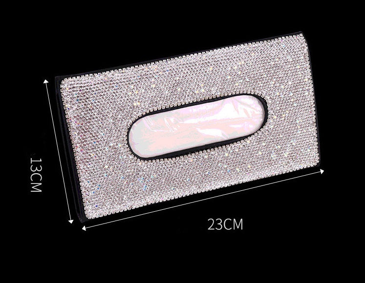Boîte à mouchoirs en cuir PU cristal, Style suspendu universel, pare-soleil de voiture