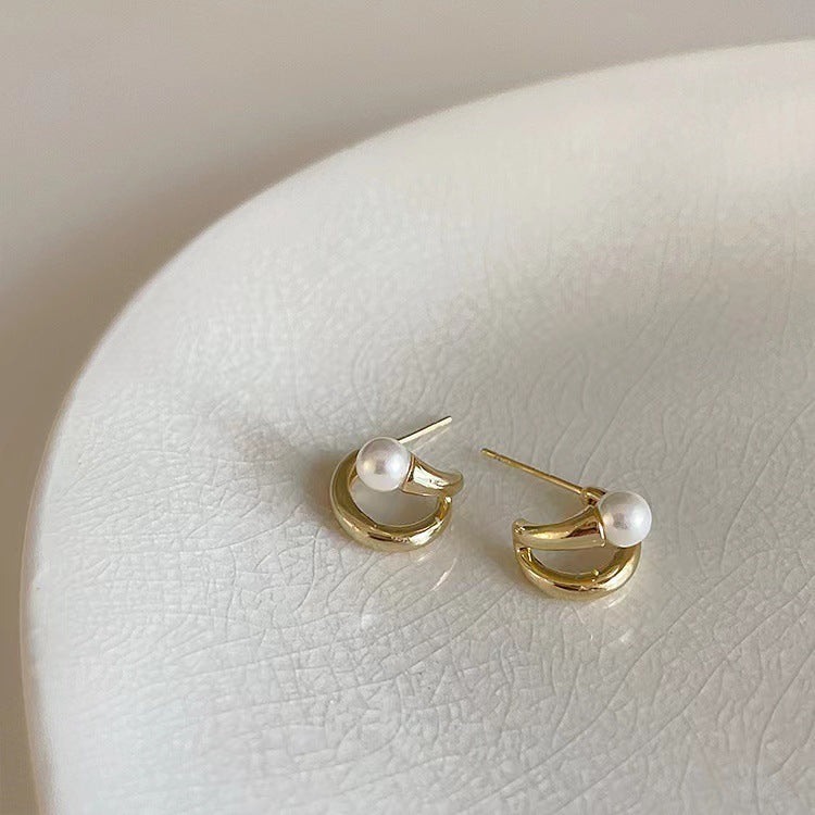 Boucles d'oreilles à aiguilles en argent Sterling sauvage, Style froid Simple, boucles d'oreilles géométriques en forme de perle
