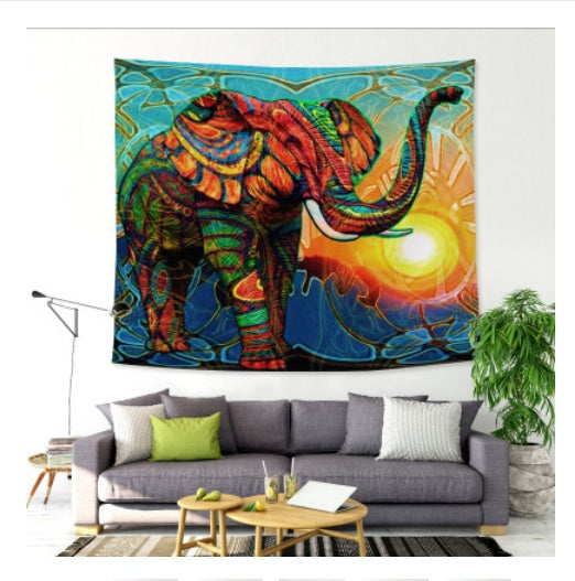 Tapisserie d'éléphant de soleil, décoration artistique pour la maison