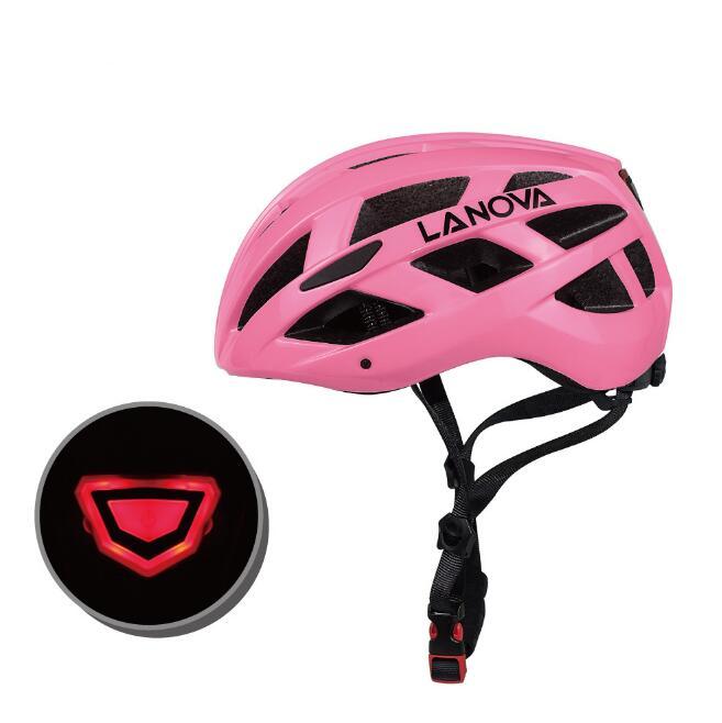 Casco de bicicleta de una sola pieza masculino y femenino con luz.