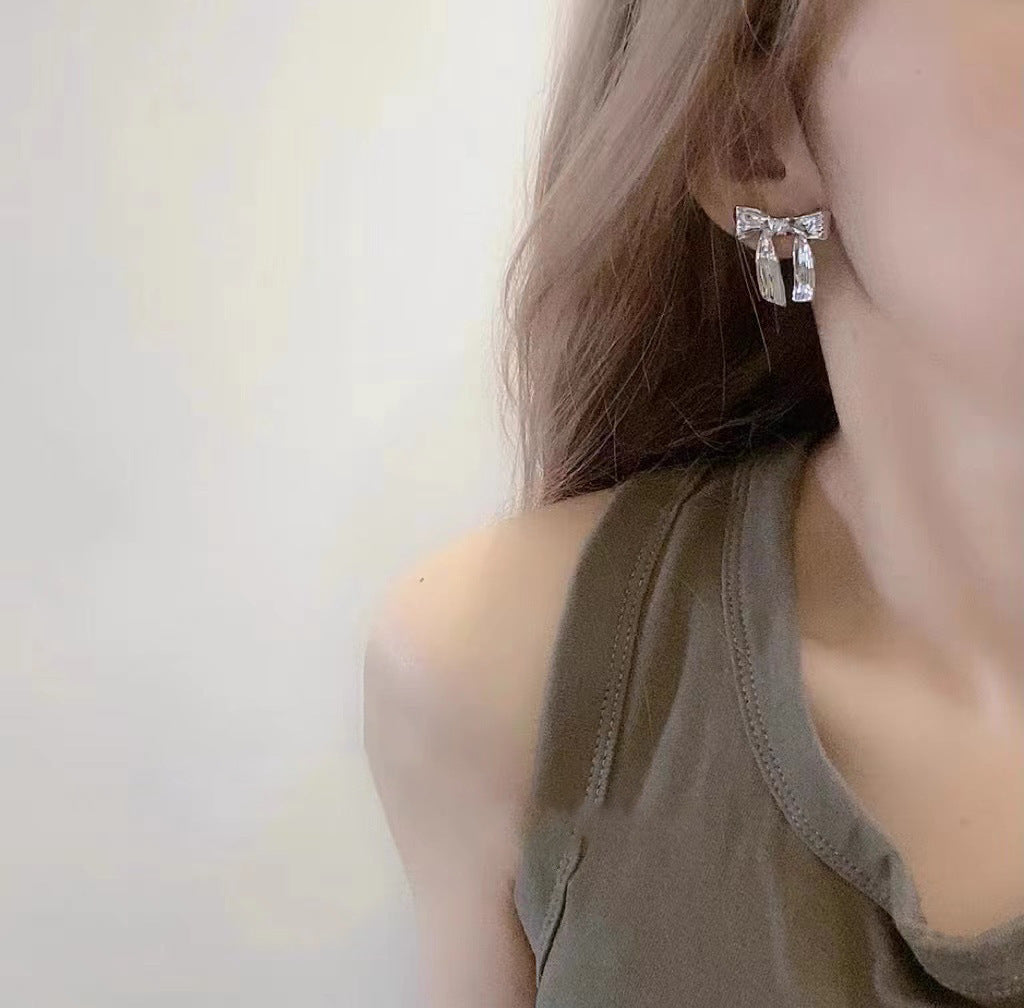 Metal Bow Niche Normcore Bag Earrings
