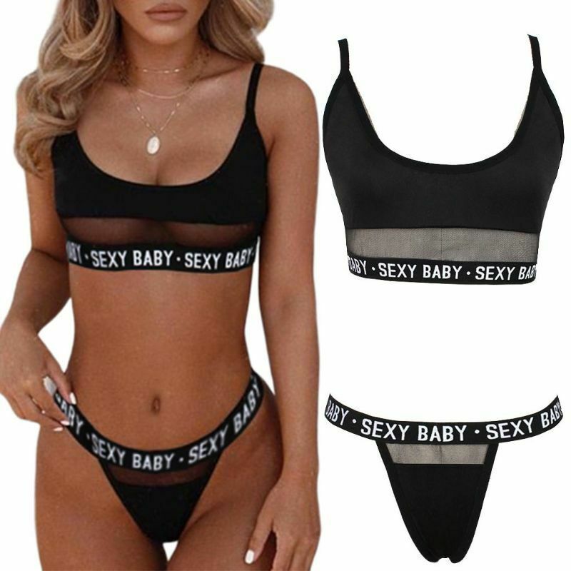 Bikini fendu lettres ajourées sexy