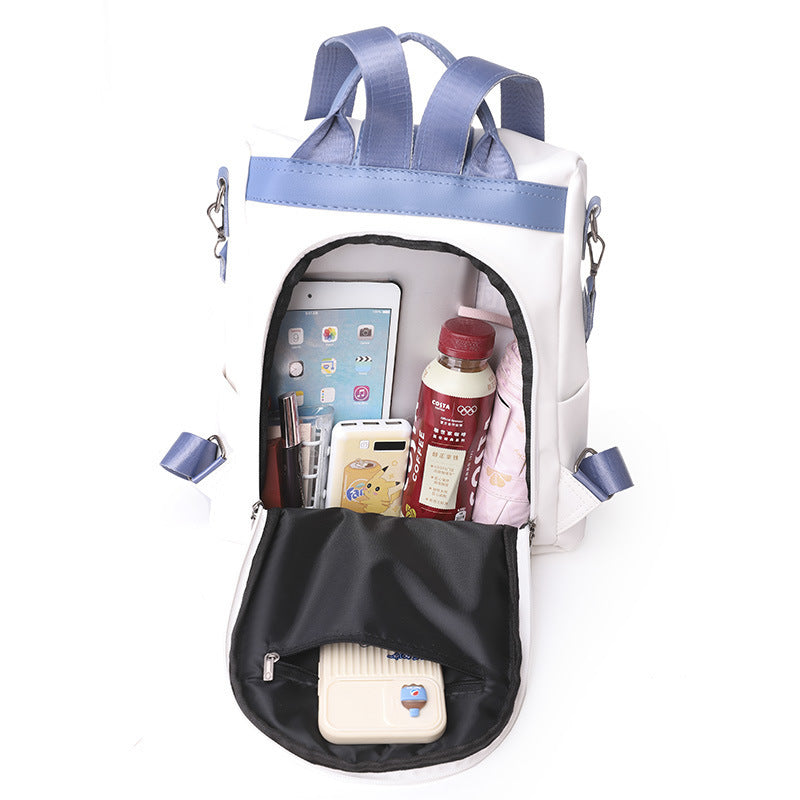 Bolso de mujer PU Mochila con textura de cuero suave Moda estilo de Hong Kong Gran capacidad
