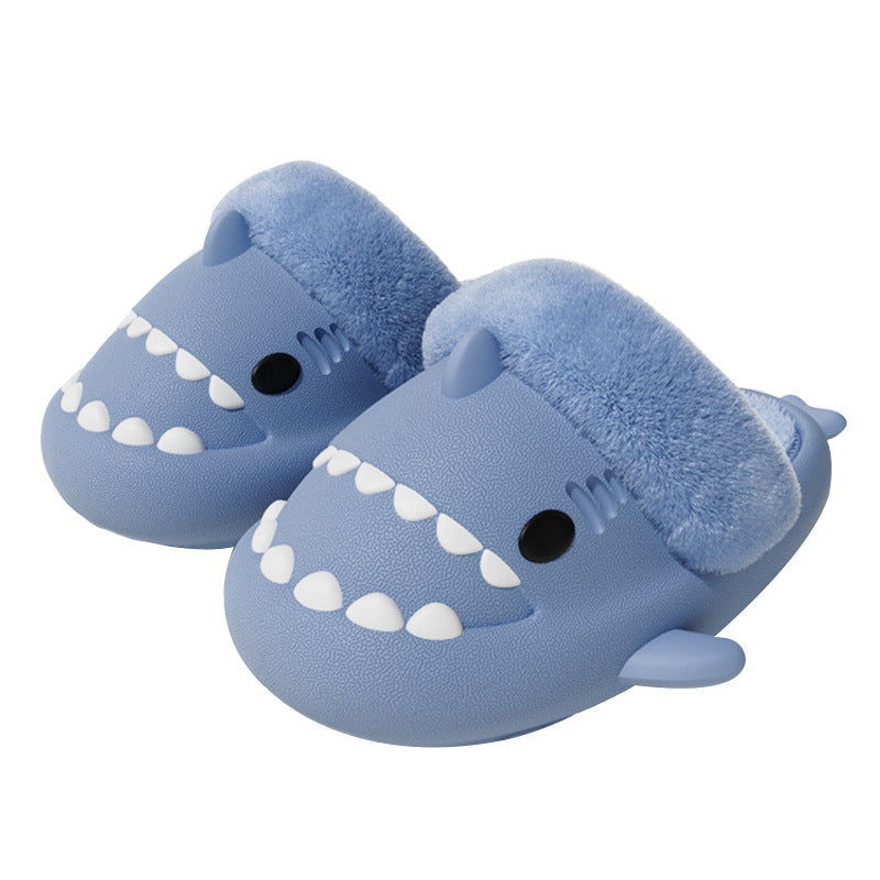 Pantoufles d'hiver en coton avec chapeau de petit requin détachables et lavables pour garçons