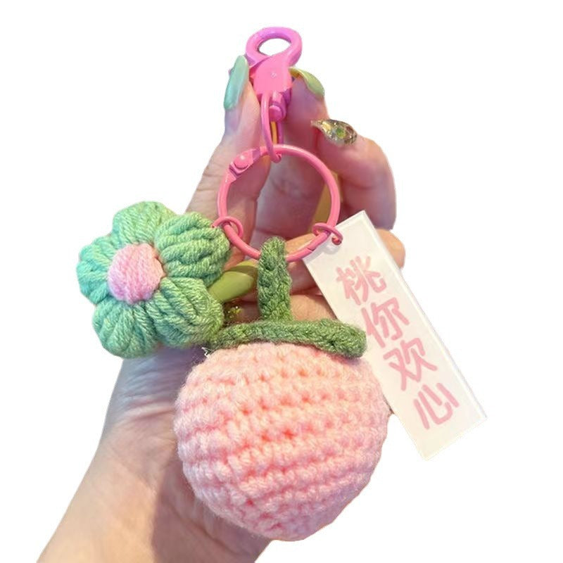Pendentif porte-clés kaki porte-bonheur tissé fini