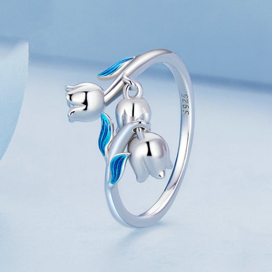 New White Gold Plated Lily Ring