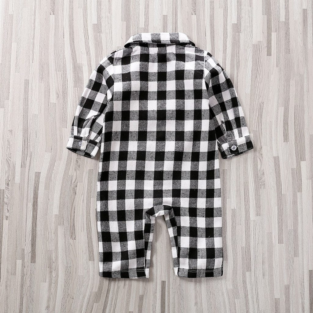 Combinaison bébé à carreaux rayés