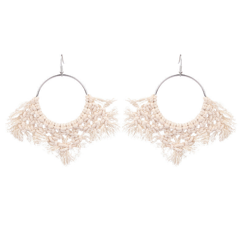 Boucles D'oreilles Gland Tissage Fait Main Style Ethnique Géométrique Creux