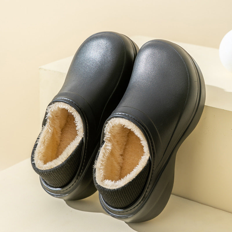 Automne et hiver nouveau rehaussement épaississement bas imperméable coton pantoufles femmes