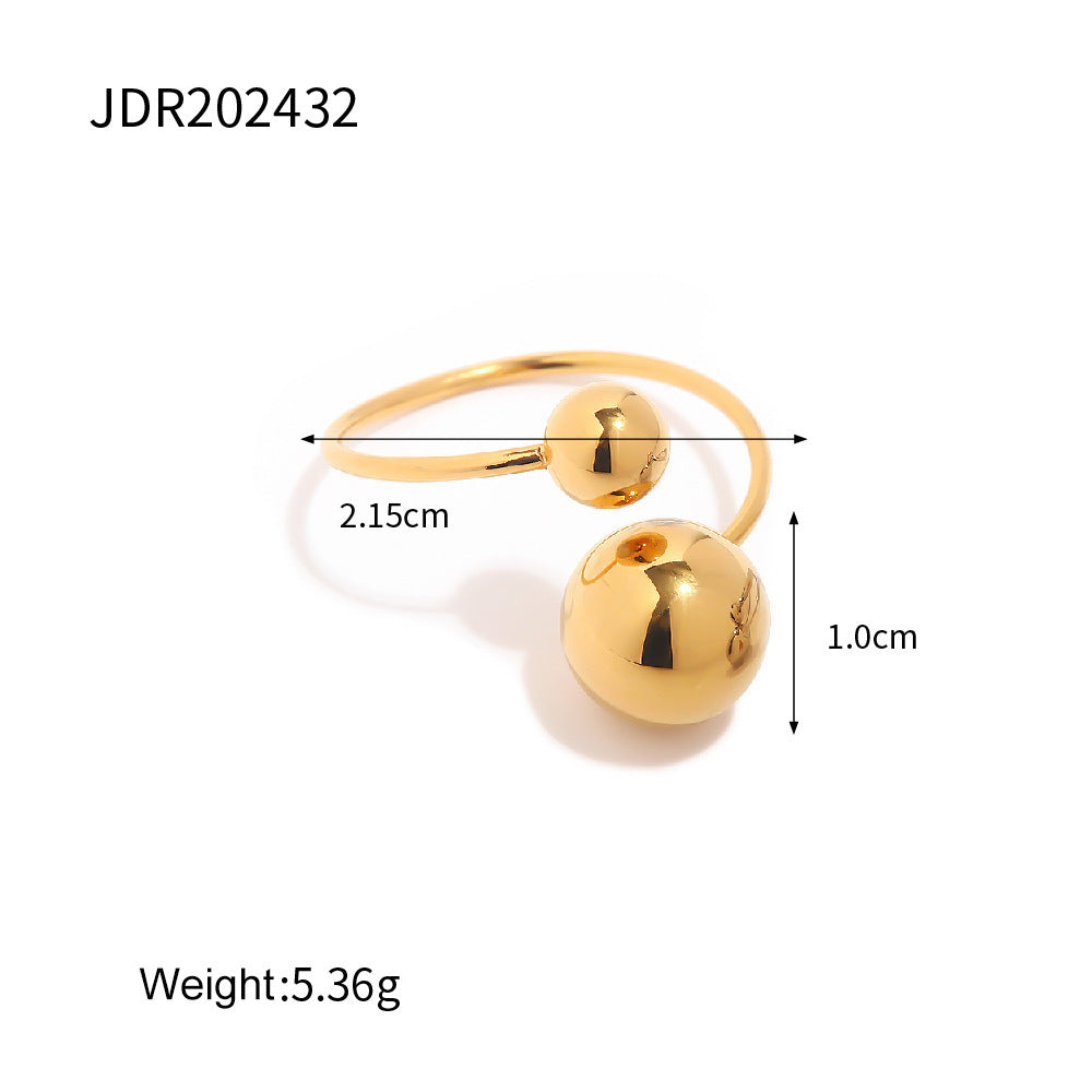 Bague de personnalité sphérique pour femme, anneau à bille en acier doré, anneau à sens élevé