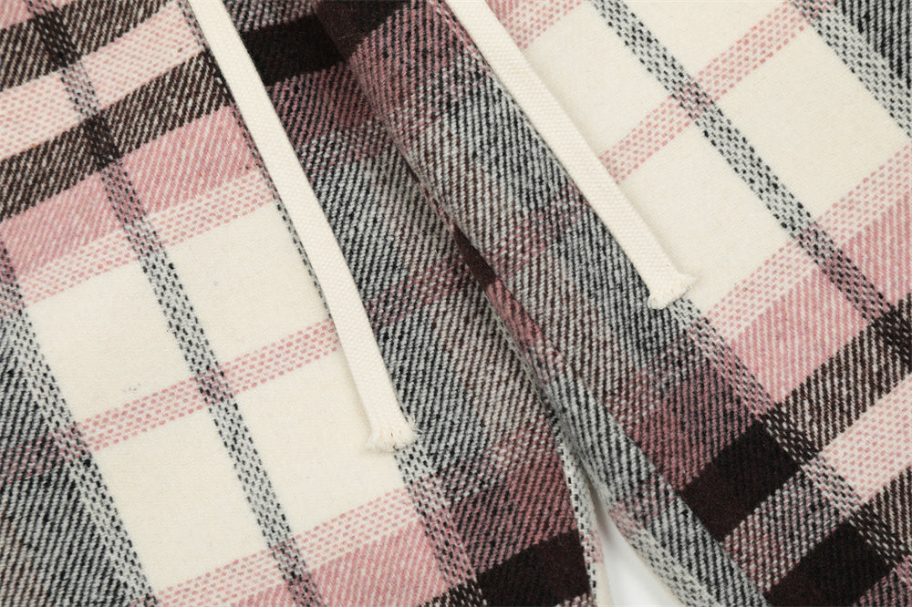 Plaid Men's Baggy Straight Trousers