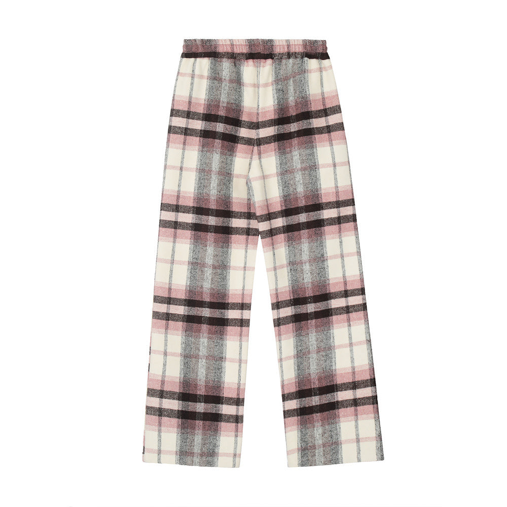 Plaid Men's Baggy Straight Trousers