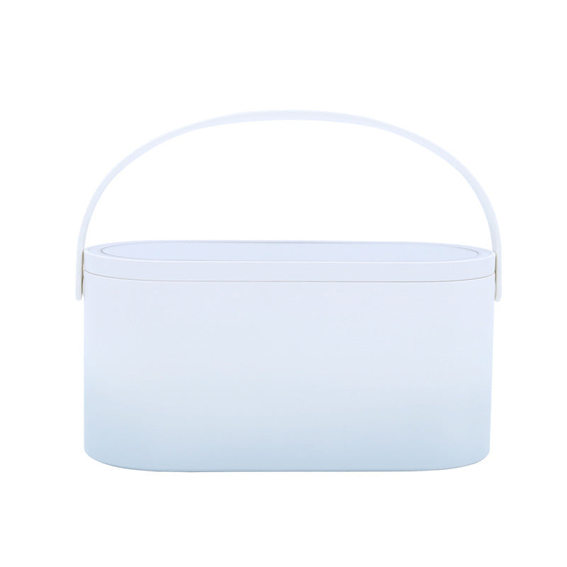 Portable Led Desk Storage Cosmetic Mirror Organizer Box With Light