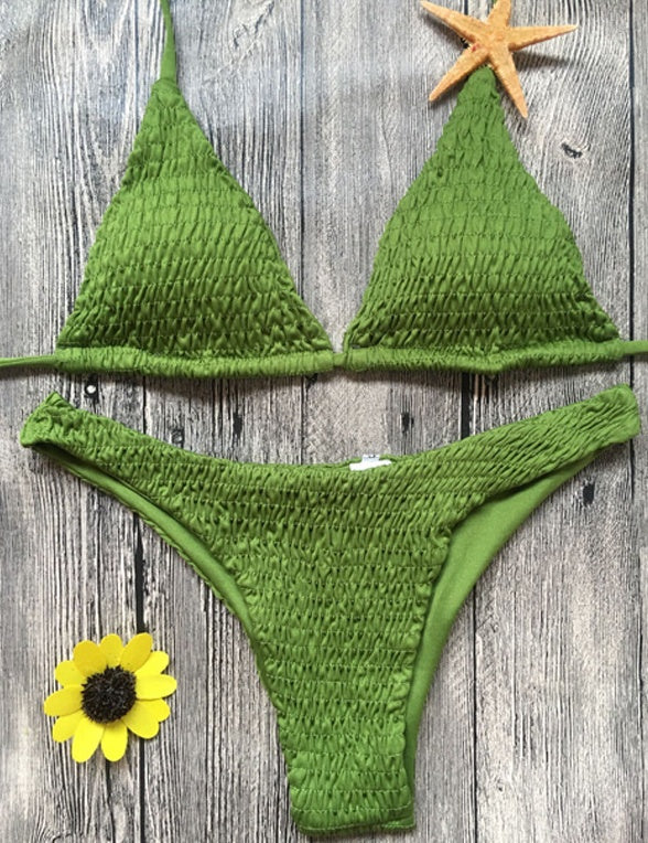Maillot de bain sexy bikini triangle plissé