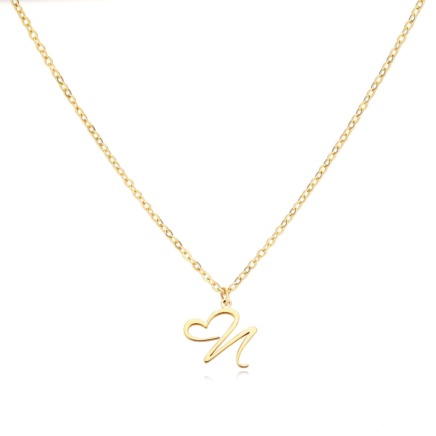 Collier créatif en acier inoxydable avec pendentif lettre cœur Simple pour femmes
