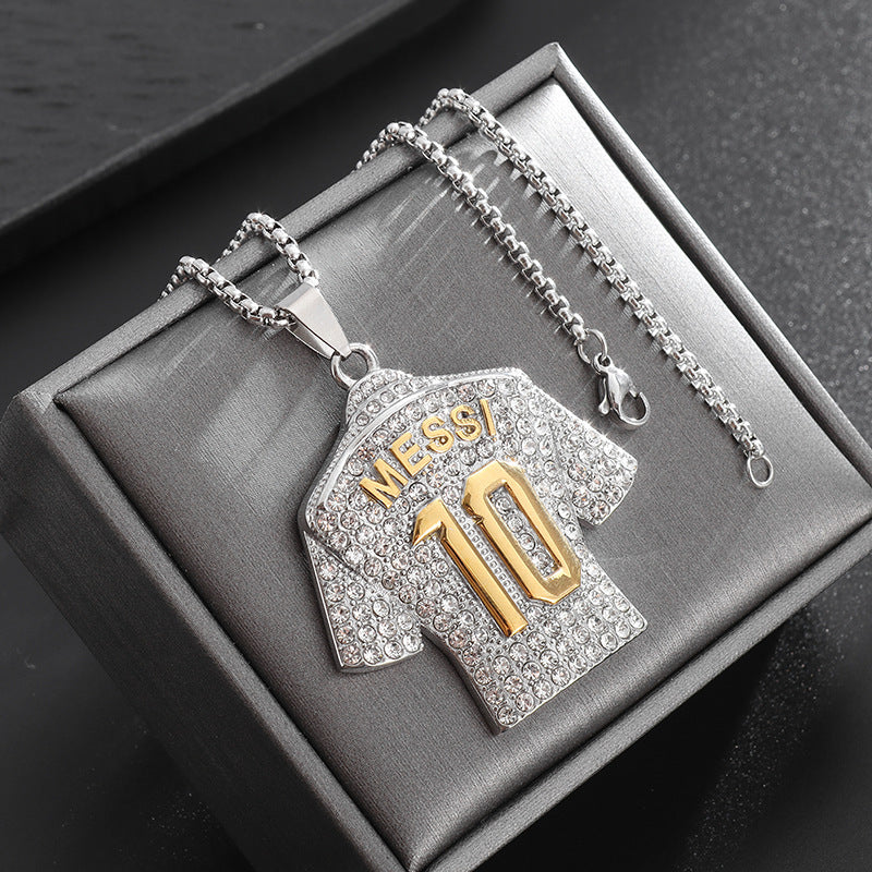 Hip Hop Titanium Steel Gold Plated Diamond Pendant Necklace