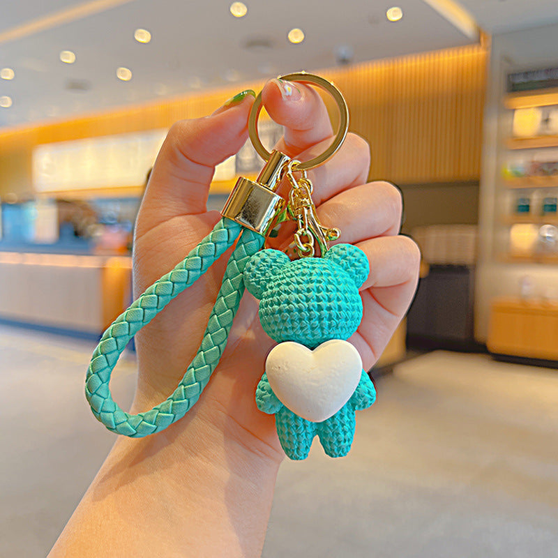 Porte-clés poupée en forme de cœur d'amour, petit ours, pendentif mignon de célébrité d'internet