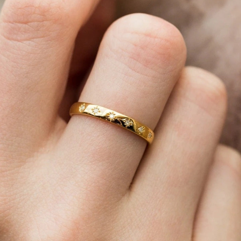 Alloy Geometric Eight Awn Star Ring Ornament