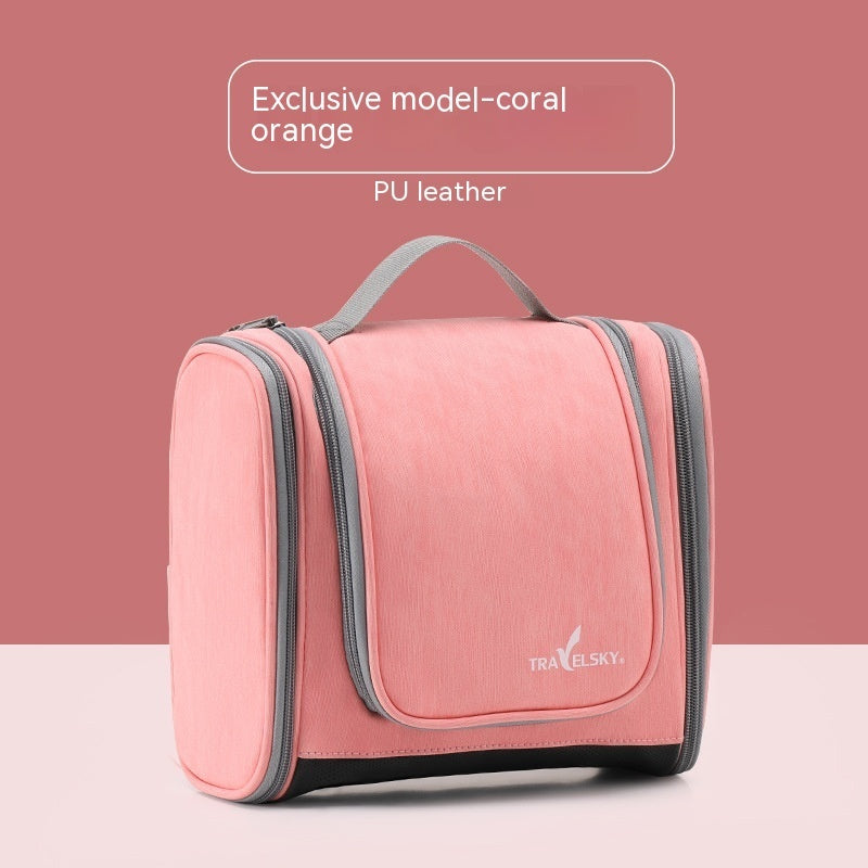 Grande trousse de lavage et de maquillage en cuir PU