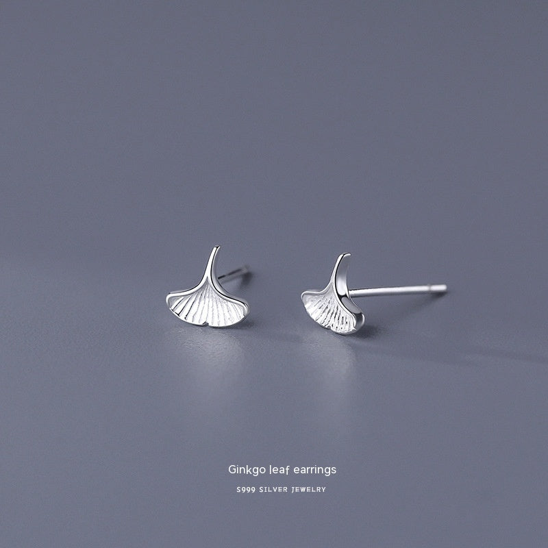 S999 Pure Silver Stud Earrings For Women Simple