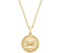 Collar con colgante chapado en oro de 18 quilates con moneda de acero inoxidable y brújula para hombre