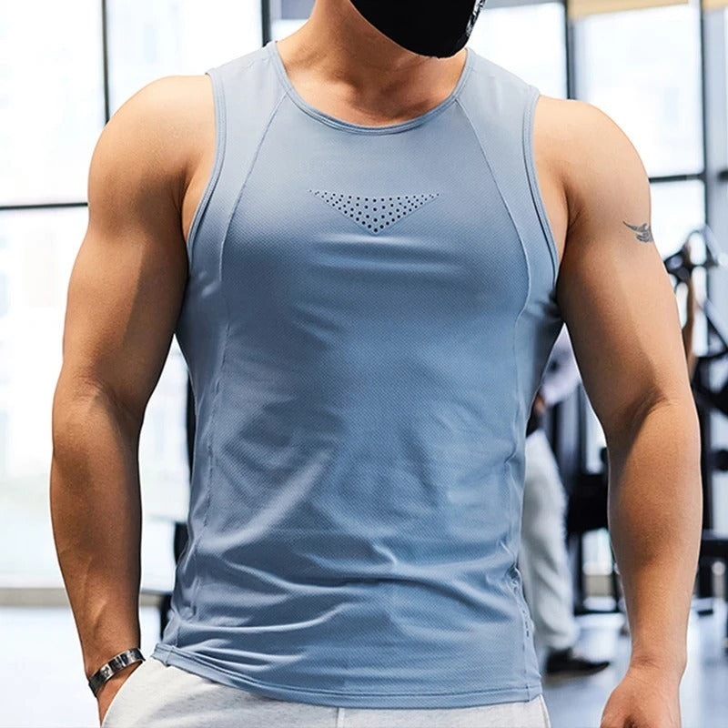 Spring And Summer Men's Quick-drying Outdoor Fitness Sports Vest Breathable High Elastic Solid Color Sleeveless T-shir